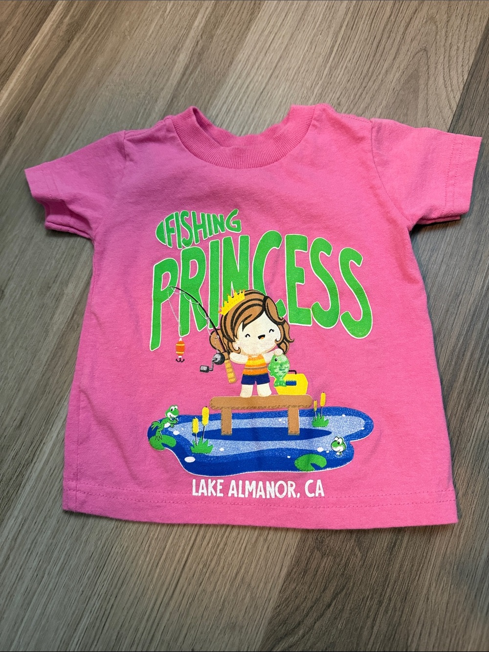 Artisan Pink "Fishing Princess" Graphic Tee with Green Accents